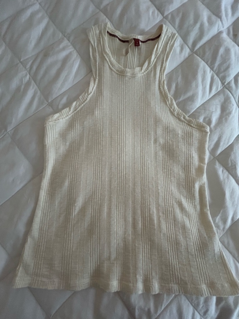 Antrhropolgie Pilcro Cream Ribbed High-Neck Tank